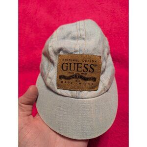 Vtg Guess Kids Denim Painter Hat Made in USA Youth Size S Light Wash 90s